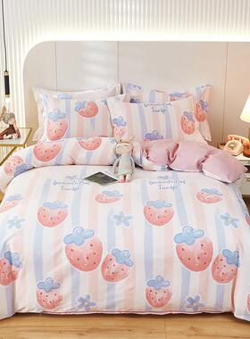 全棉四件套纯棉件套床单单是49831三斜纹宿双人印花卡通学生舍被