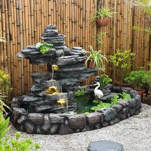 假山流水观喷泉招财阳台摆件花园庭院装饰景外置布大型户YDN鱼池