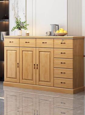 中实木储物柜带大锁抽客厅门口式靠墙WNX家用收纳柜容量卧室五屉