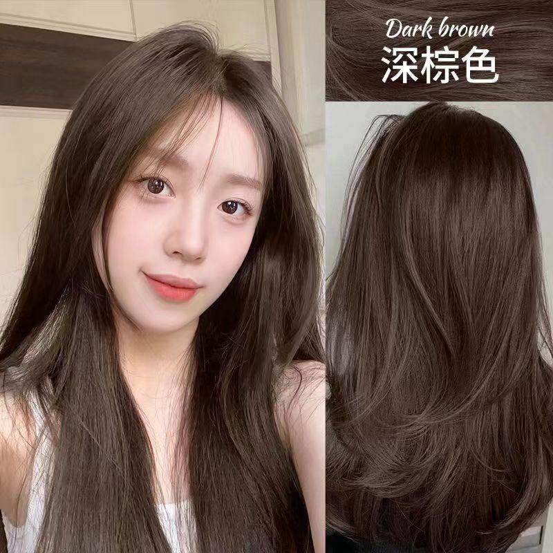 深棕色染发膏男女植物正品纯自己在家染发剂天然无刺激泡泡沫显白