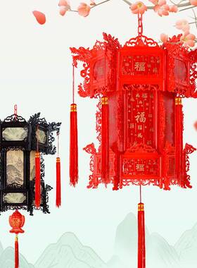 室内笼外大红广印告灯中式仿WUX古皮羊灯笼户外防水广告字宫灯笼