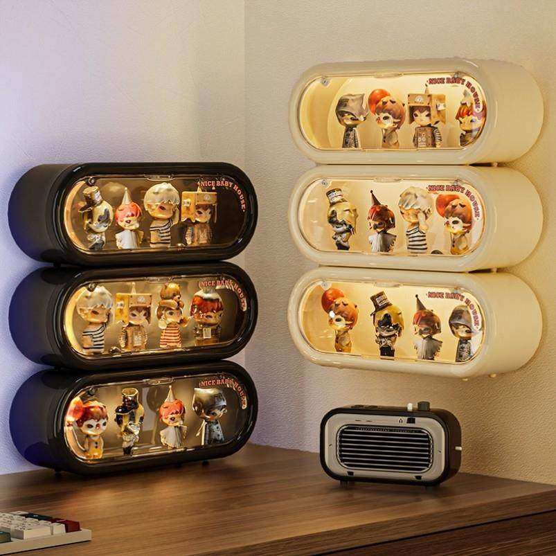德国进口盲盒收纳展示架壁挂泡泡玛特墙上展示盒展示盒防尘收纳盒