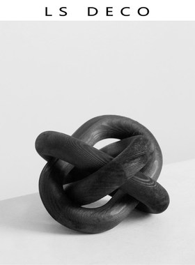 LSDeco侘寂风复古实木套环摆件桌面摆设样板房售楼处酒店民宿软装