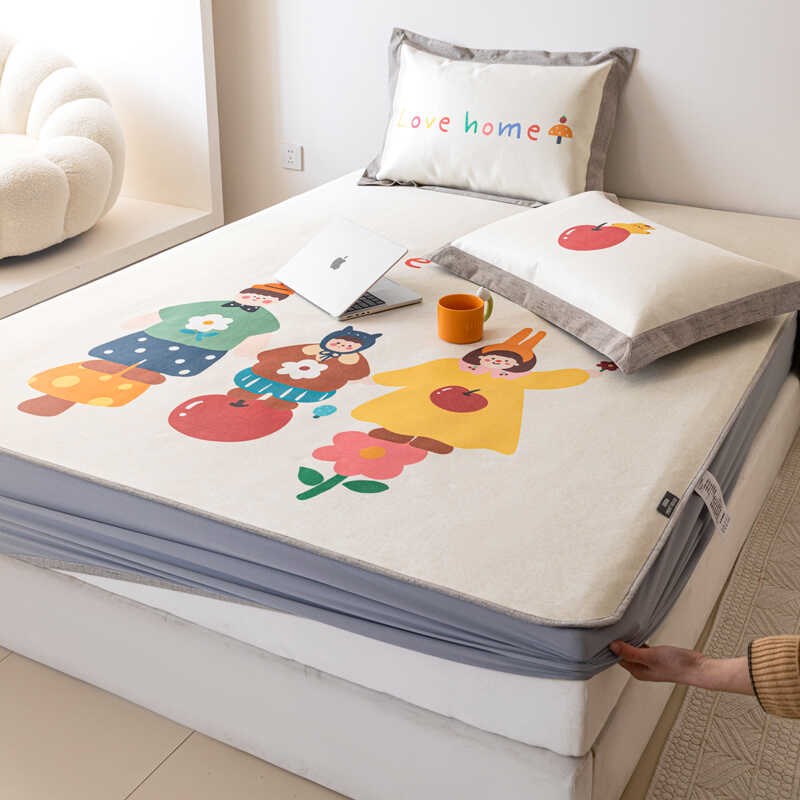 夏季冰丝凉席1.8m床笠款三件套折叠式可水洗冰丝席子夏天空调软席