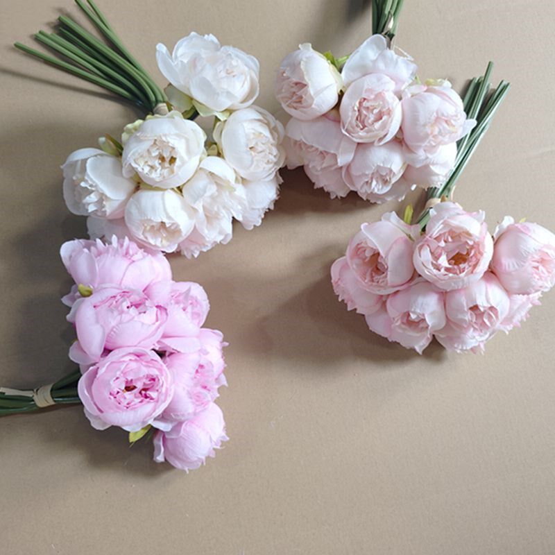 高档手札牡丹仿真花芍药假花软装绢花桌花客厅花艺手扎花装饰插花