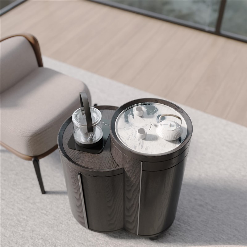 大理石实木茶台客厅小推车可移动沙发边几茶几简约现代感