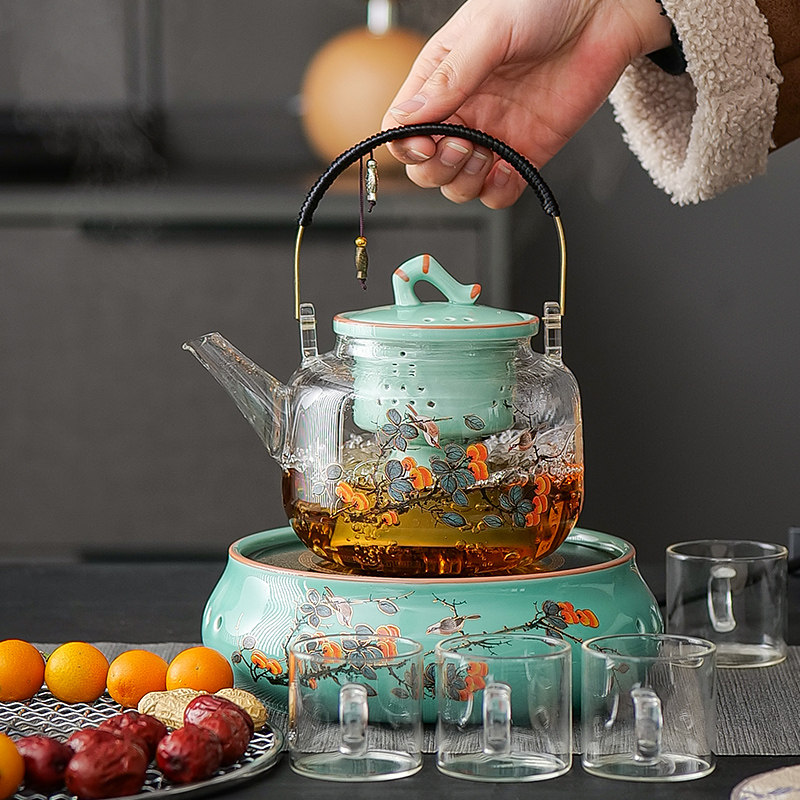 电陶炉煮茶器套装家用玻璃烧水茶壶泡茶办公室小型煮茶壶蒸煮茶器