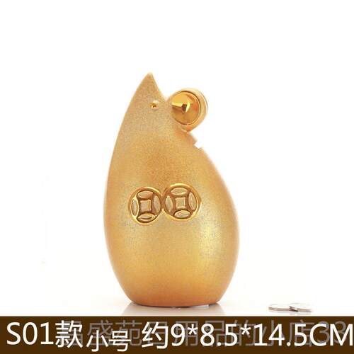 高档2生021年钱十二肖摆件龙金色陶瓷储蓄罐招财金猴金狗金鼠金小