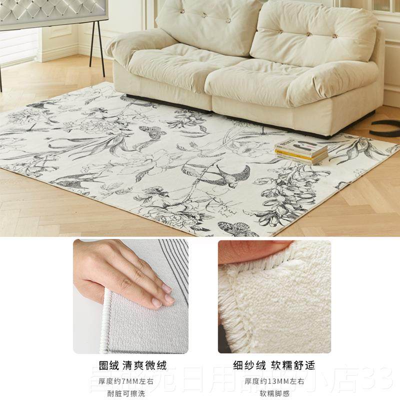 高档法式地毯素奢描燕子床客厅地毯卧室边毯轻沙茶几毯衣帽间地发
