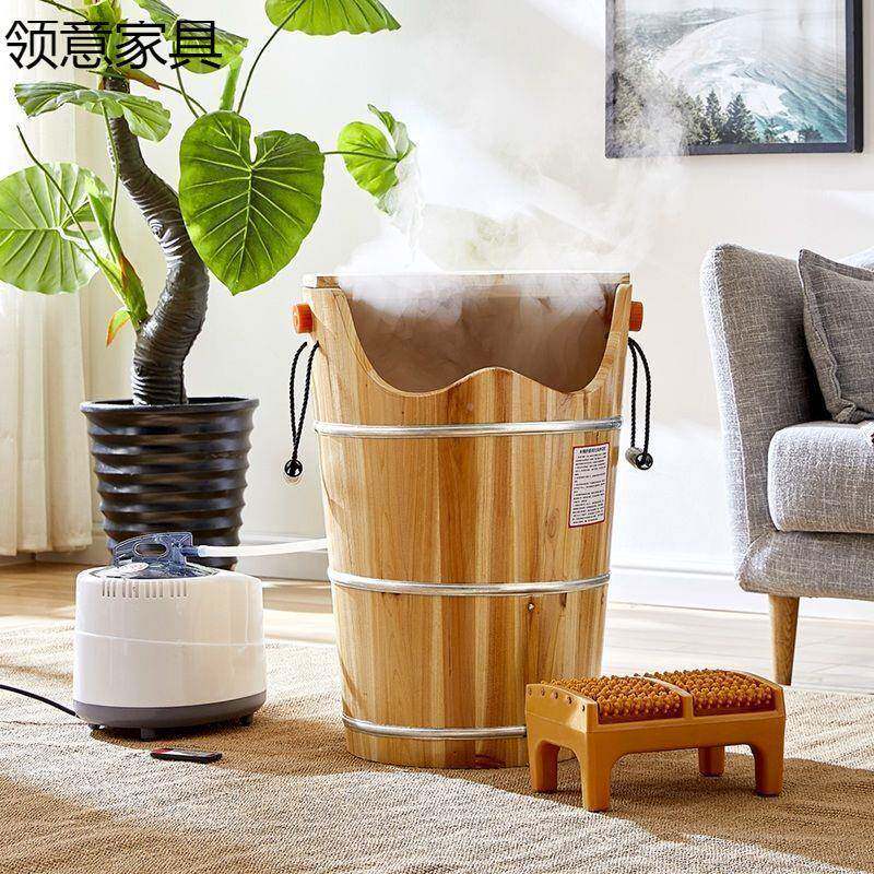 热家用香木泡腿桶泡脚桶杉302恒温加木桶熏蒸足浴桶足疗养生足木