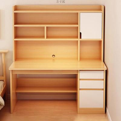 书架一体台式电脑桌书桌带书柜写字桌卧室办公桌学生家用学习桌子