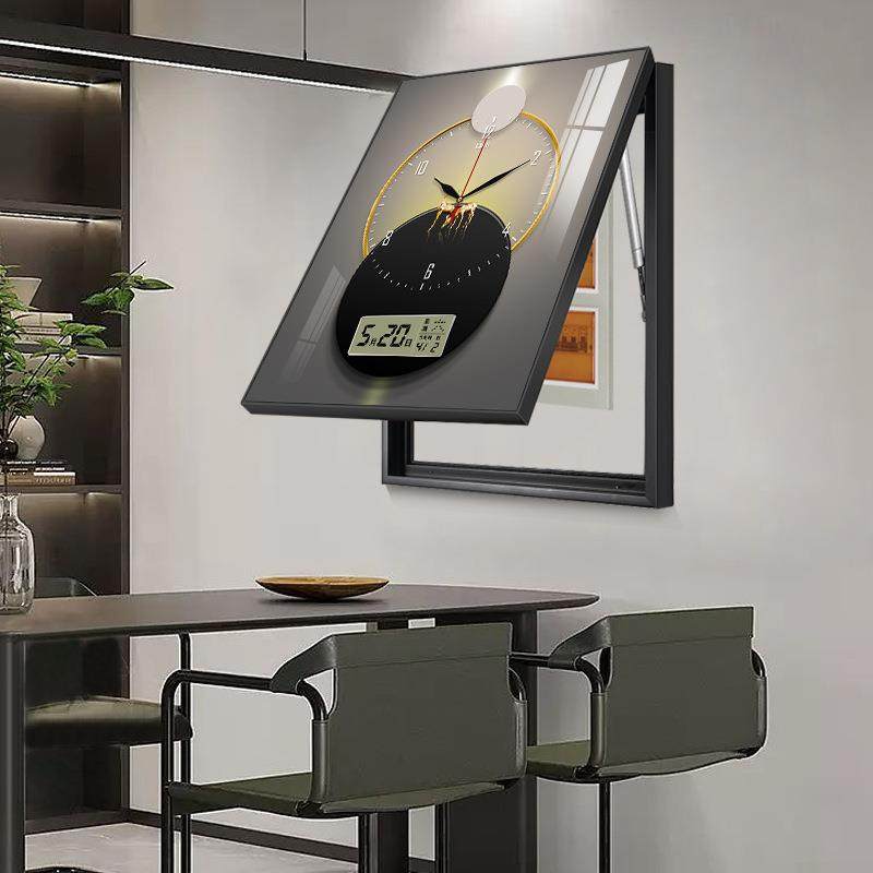 轻奢电表箱装饰画竖版带万年历配电箱钟表挂画多媒体弱电箱遮挡