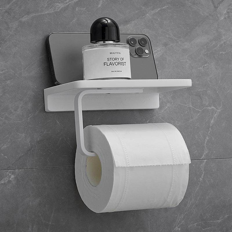 白色厕纸架手机纸巾置物架洗手间厕所手纸盒壁挂式平板置物抽纸架