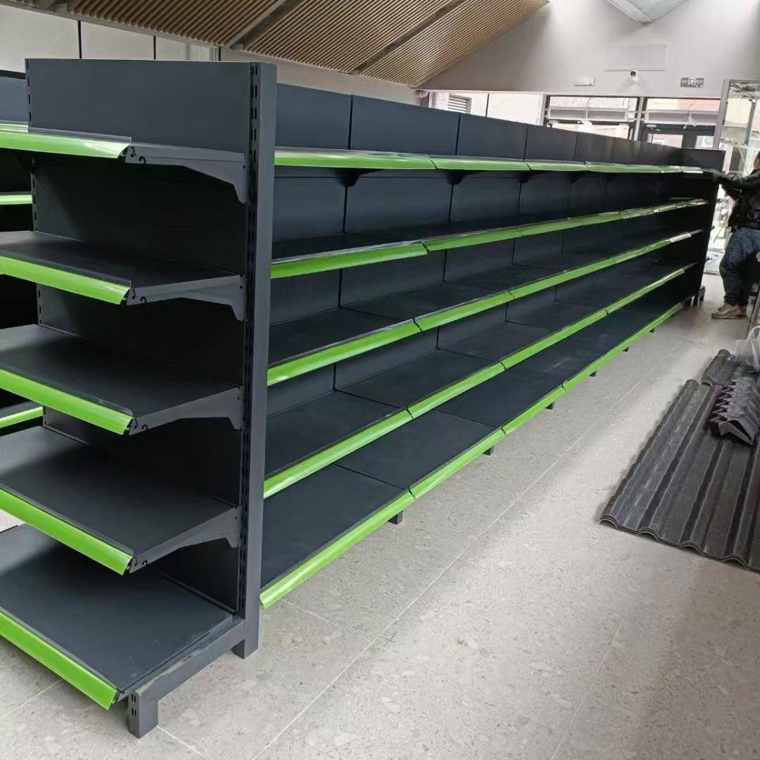 升级款磨砂灰超市货架加厚展示架单双面多层便利店商超货架