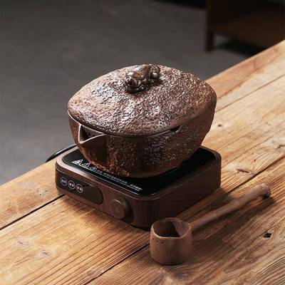 麦饭石粗陶煮茶器罐罐茶围炉茶煮茶碗陶瓷煮茶器大容量过滤茶渣器