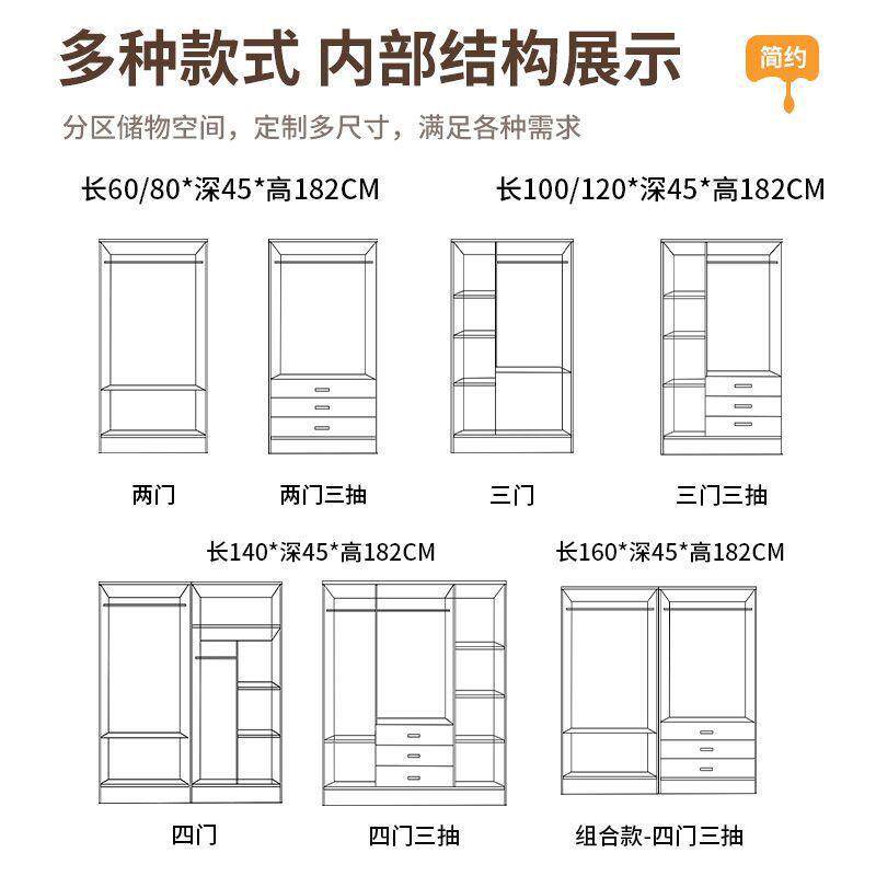 日系简约板式衣柜家用卧室大容量双开门家居出租屋收纳衣柜带抽屉