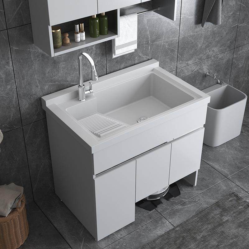 阳台不锈钢洗衣柜扫地机器人基站柜洗手池带搓板洗衣池槽台盆一体