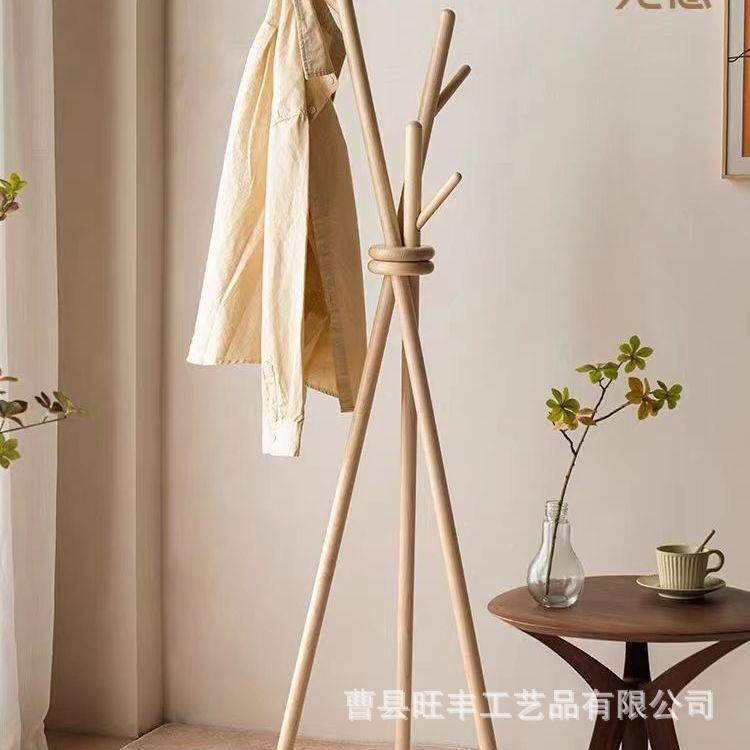 实木挂架落地立式加粗加厚衣帽室架卧1212家用简衣榉木约挂包衣服