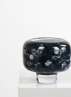 中古风孔雀蓝色高脚琉璃花瓶售楼处洽谈桌客厅玄关软装饰品摆件