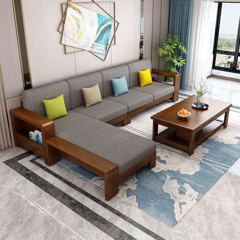 实木沙发组合大小户型客厅中式木质沙发冬夏两用现代简约储物家具