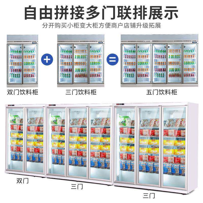隆雪商用冷冻冷藏展示柜速冻制冷柜超市立式冰柜双门熟食风幕柜