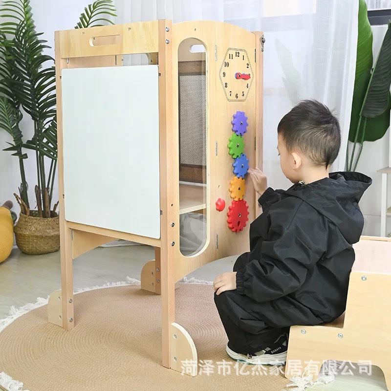 木质多功能儿童垫脚凳洗漱台阶凳宝宝踩脚凳学习塔带扶手幼儿凳子