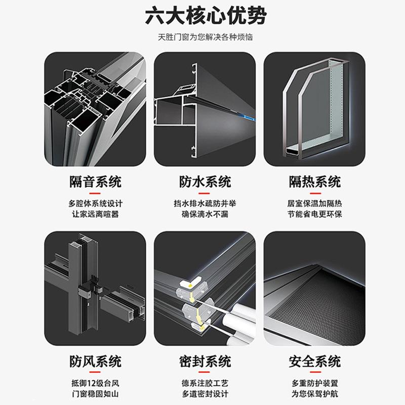 热销仿木纹推拉窗铝门窗高清耐磨抗压韧性强铝合金窗户加厚窗户