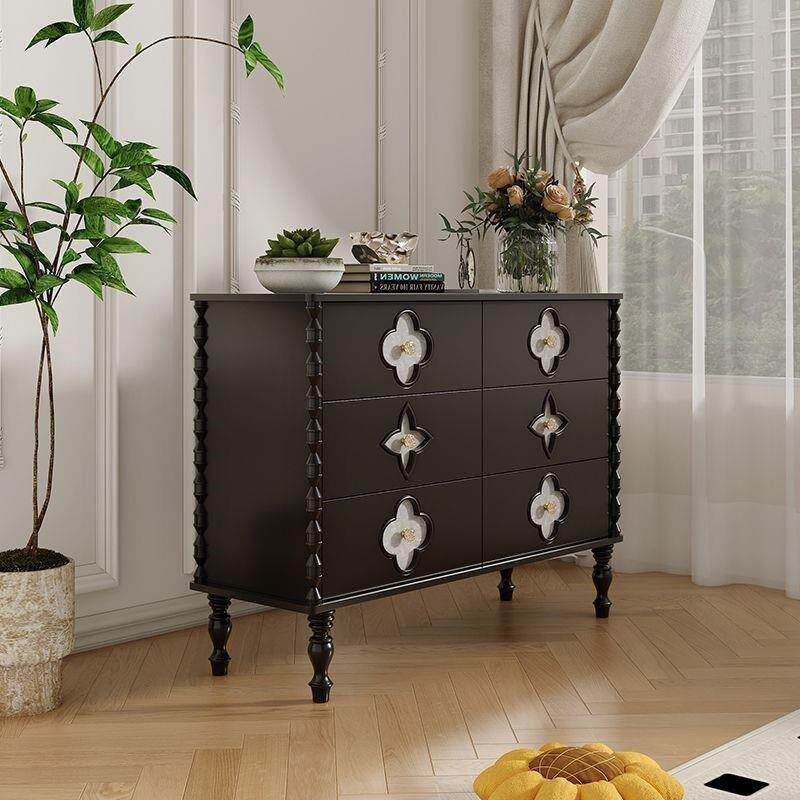 美式田园复古斗柜四叶草实木欧式抽屉柜卧室轻奢法式彩绘收纳柜子