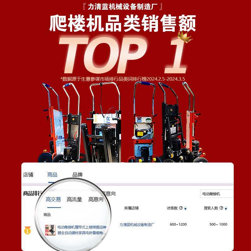 电爬楼机履带式上楼梯ENE搬运物神动折器全自动建材家具电叠载搬