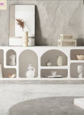 现简约卧室纳柜奶客油风电视收HPC柜大小户型厅地柜北欧白色展示