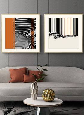橙色饰画装正EM-1201方形代多幅现简约画轻奢挂画客厅沙发背景墙