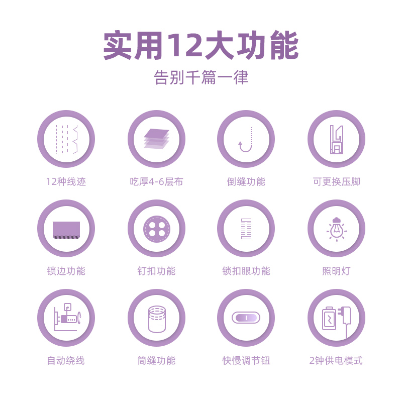 缝纫机小型电动家用裁缝机便携手持针线机多功能全自动迷你锁边机