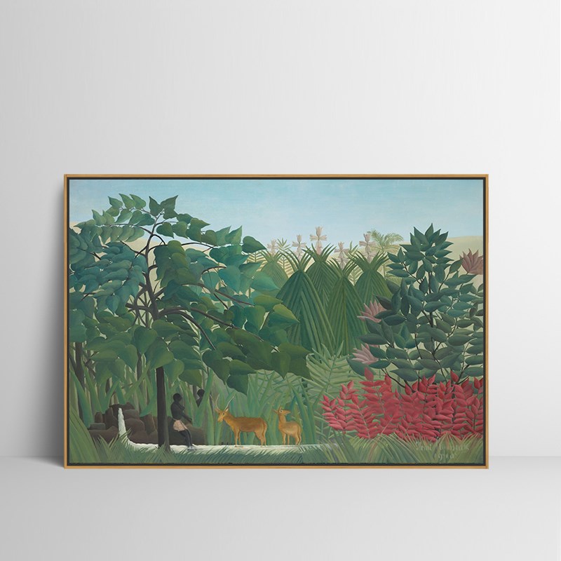 热带雨林 卢梭喷绘仿制油画客厅卧室沙发背景装饰画风景动物挂画