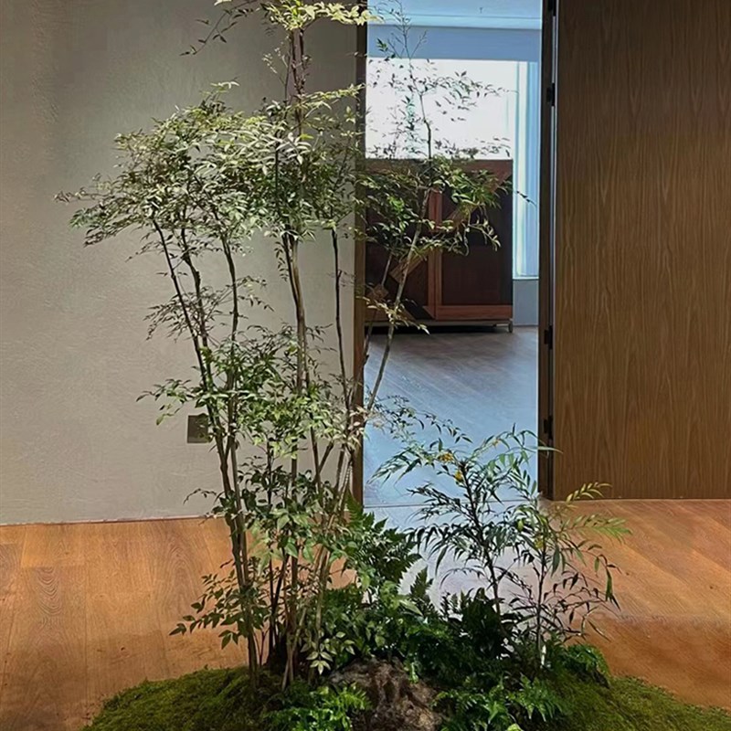 仿真绿植南天竹景观植物造景室内软装转角橱窗落地盆栽装饰摆件