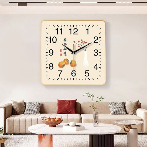 方形挂钟客厅卧室办公室墙静音时钟免打孔简约现代装饰画创意钟表