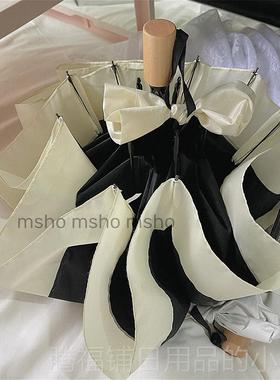 正品shmo法式赫风简单朴素折叠雨伞ins适合拍照黑胶晴雨S伞男女本
