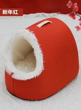 正品猫冬天狗保窝暖封闭式安全感加厚毛绒睡冬季防寒外出手提袋宠
