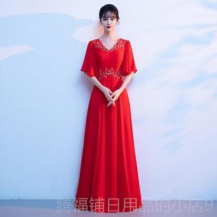 正品唱演出服女长裙202新款成合红歌朗诵大合唱团表演比赛5指人挥