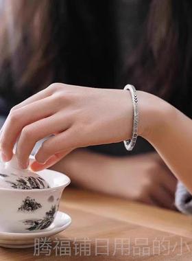 正品罗泰老银匠999银森手系复古镯男女士情侣民族款风纯礼物足银