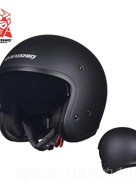 高档马鲁申mar安ushi覆n复古半盔托车头盔太子半式夏季全头盔摩L1