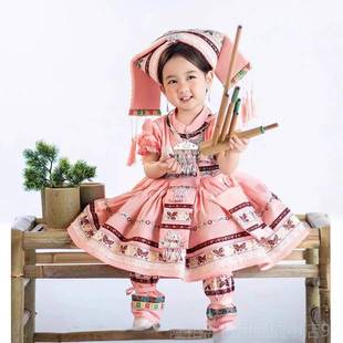 高档六一新款族民服丽装儿童广西壮族少数民族服饰洛儿塔幼园演出