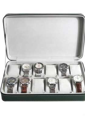 高档梦冉3位圆手表盒手表收纳纳盒首饰镯随筒身包戒指收盒PU手皮