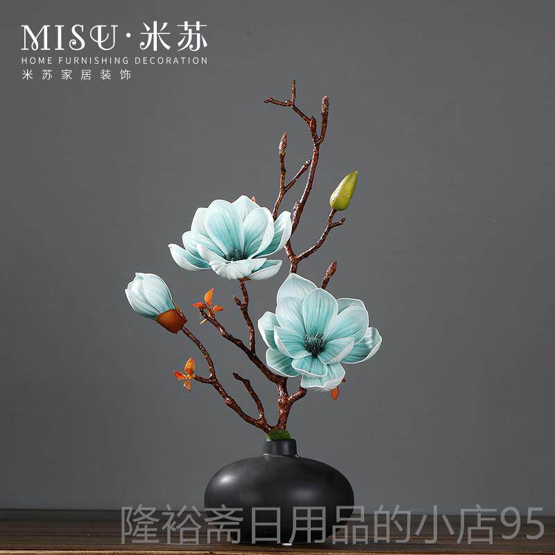 高档仿花假花陶瓷花瓶手套真装感兰花盆景花艺摆件玉客厅餐桌装饰