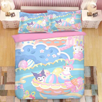 高档kromi库洛米件套可爱少女心卡通四被罩床u单笠床宿舍女孩三件