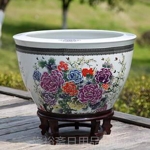 高档景养德镇大陶瓷鱼缸金鱼缸龟缸睡莲盆碗莲缸乌荷花缸特号客厅