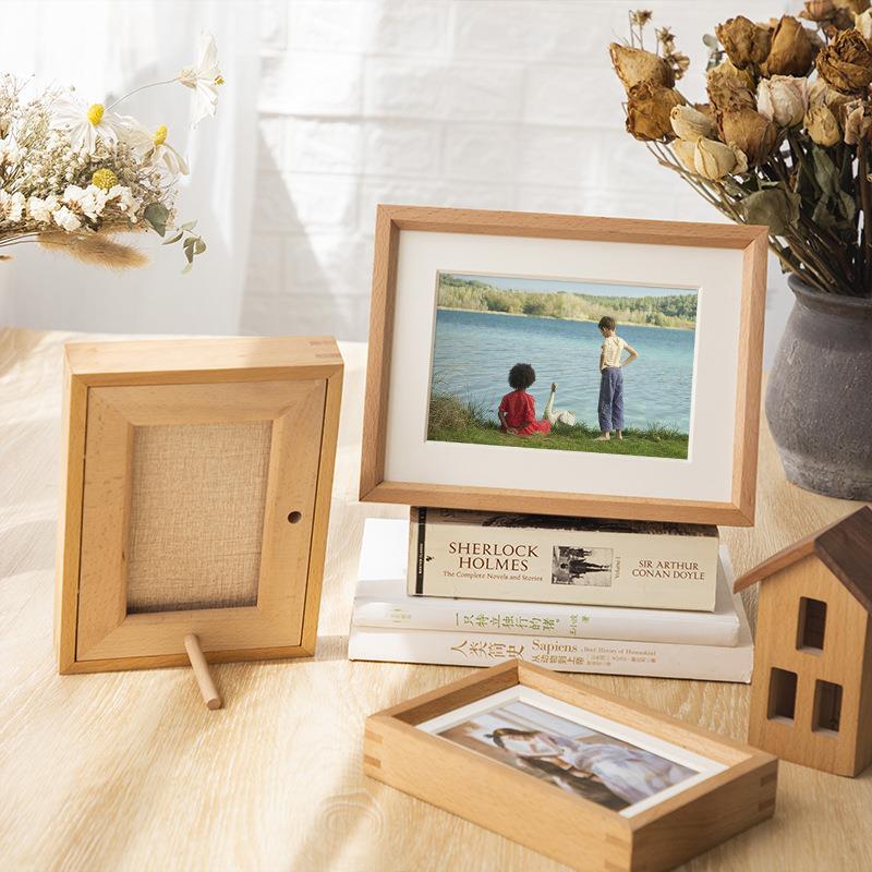 实1榫卯3013木相质片相框摆台6/7/0寸榫卯简约摆台相框相框洗照片