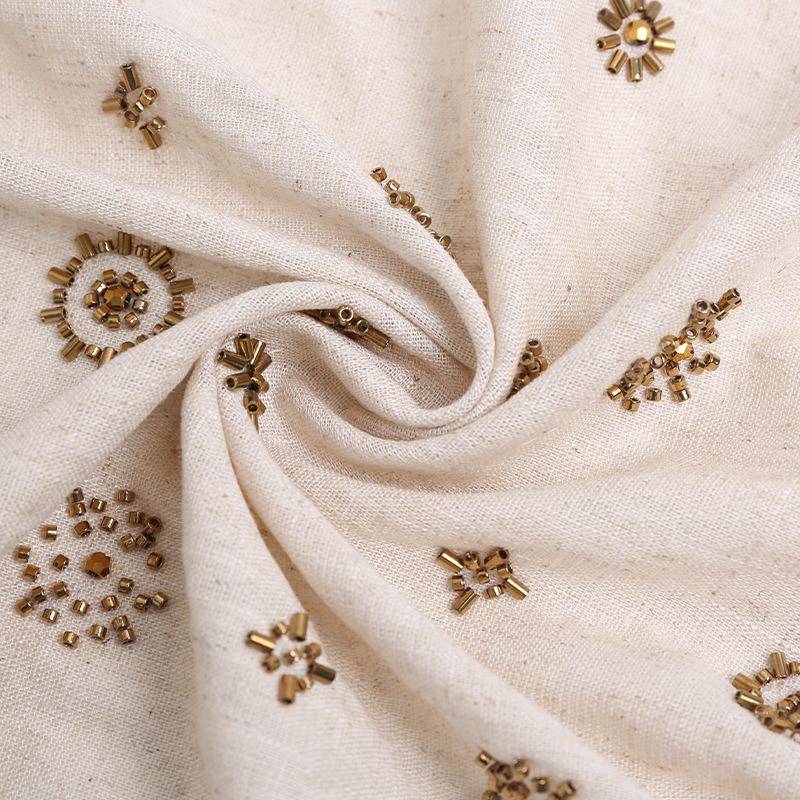 黏胶亚珠马管788刺绣麻面料外甲套长裤长裙背心布料