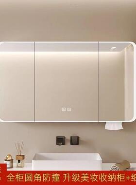 柜卫Ub太空铝生间浴室柜单独583上挂墙式智J能镜柜美妆收纳镜子置