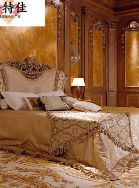 别墅室家欧JUE式实木雕花皮婚床软具包拉扣1.8双人床新卧古典老人