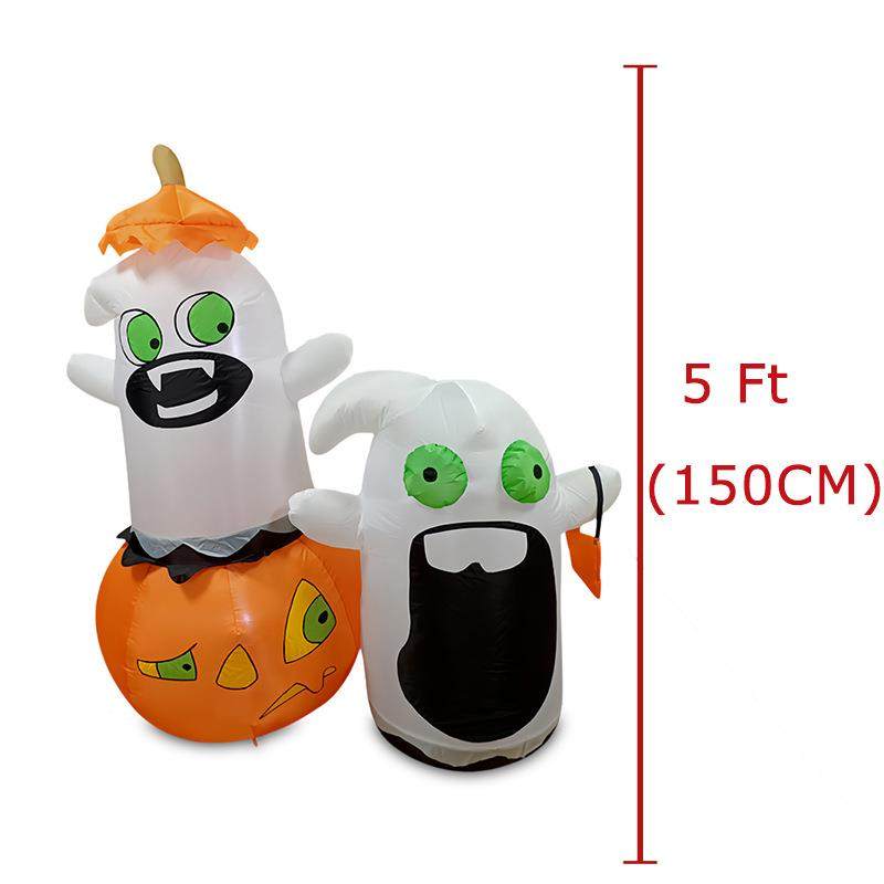 万圣节5FT充气南瓜幽AJY灵怪发气模户外派搞对庭院摆花园装饰件光